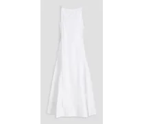Draped fluted cotton-poplin midi dress - White