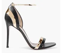 Olga smooth and mirrored-leather sandals - Black