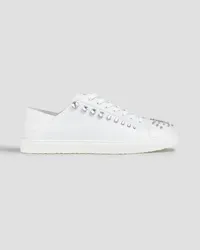 Stuart Weitzman Goldie crystal-embellished leather collapsible-heel sneakers - White White