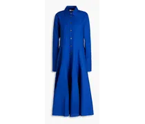 Flared cotton-poplin midi shirt dress - Blue