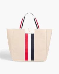 Thom Browne Striped canvas tote - Neutral - OneSize Neutral