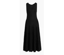 Pleated cotton midi dress - Black