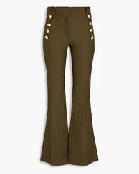 Derek Lam Buton-embellished cotton-blend twill flared pants - Green Green