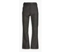 Checked wool-tweed pants - Black