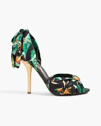 Dolce & Gabbana Knotted floral-print twill sandals - Black Black