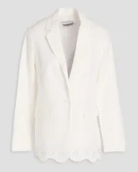 Claudie Pierlot Broderie anglaise-trimmed woven blazer - White White