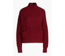 Ribbed-knit turtleneck sweater - Burgundy