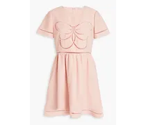 Lattice-trimmed cady mini dress - Pink
