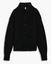 IRO Elida brushed ribbed mohair-blend zip-up sweater - Black Black