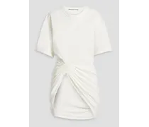 Ruched cotton-jersey T-shirt - White