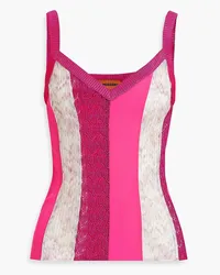 Missoni Metallic crochet-knit and crepe de chine camisole - Pink Pink