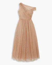 Monique Lhuillier One-shoulder glittered tulle gown - Neutral Neutral