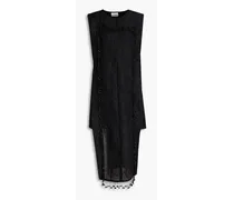 Layered embellished cloqué mini dress - Black