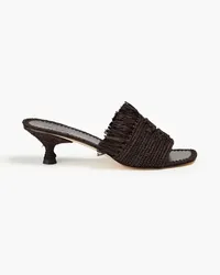 Tory Burch Eleanor appliquéd raffia mules - Brown Brown