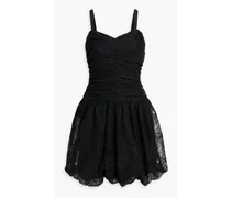 Ruched lace mini dress - Black