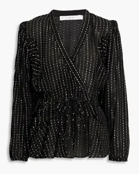 IRO Silga metallic fil coupé chiffon peplum blouse - Black Black