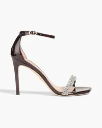 Stuart Weitzman Embellished iridescent-effect patent-leather sandals - Black Black