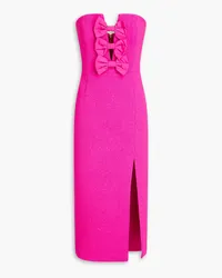 Rebecca Vallance Strapless bow-detailed cloqué midi dress - Pink Pink