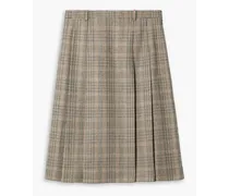 Pleated houndstooth wool-blend skirt - Neutral