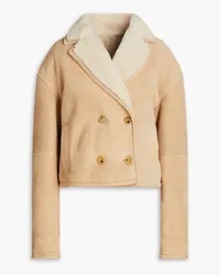 Sandro Double-breasted shearling jacket - Neutral Neutral