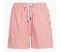 Charles short-length striped seersucker swim shorts - Red