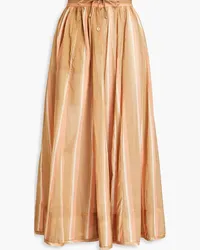 Zimmermann Gathered striped cotton midi skirt - Neutral Neutral