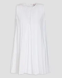 RED Valentino Pleated cotton-blend poplin top - White White