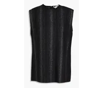 Metallic striped wool-blend twill top - Black