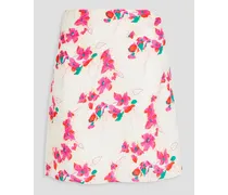 Eka floral-print leopard-jacquard mini skirt - White