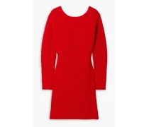 Embellished cutout ribbed wool and cashmere-blend mini dress - Red