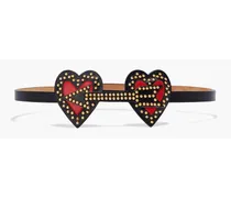 Embellished leather belt - Black