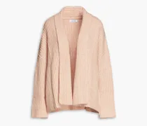 Mélange ribbed wool and cashmere-blend cardigan - Pink