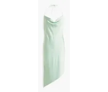 Alice Olivia - Harmony asymmetric satin-crepe halterneck mini dress - Green