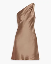 CAMI NYC Anges one-shoulder draped silk-satin mini dress - Brown Brown