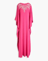 Marchesa Embellished crepe kaftan - Pink Pink