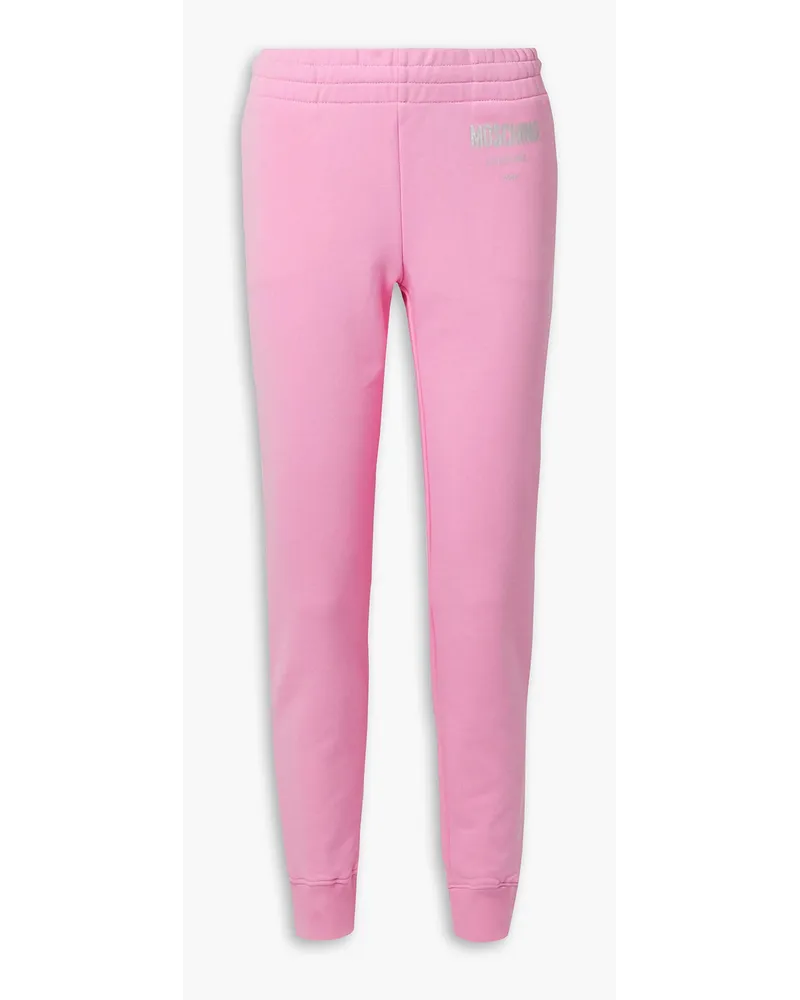 Moschino Printed French cotton-terry track pants - Pink Pink