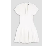 Pleated knitted mini dress - White