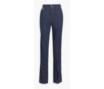 Embroidered high-rise straight-leg jeans - Blue