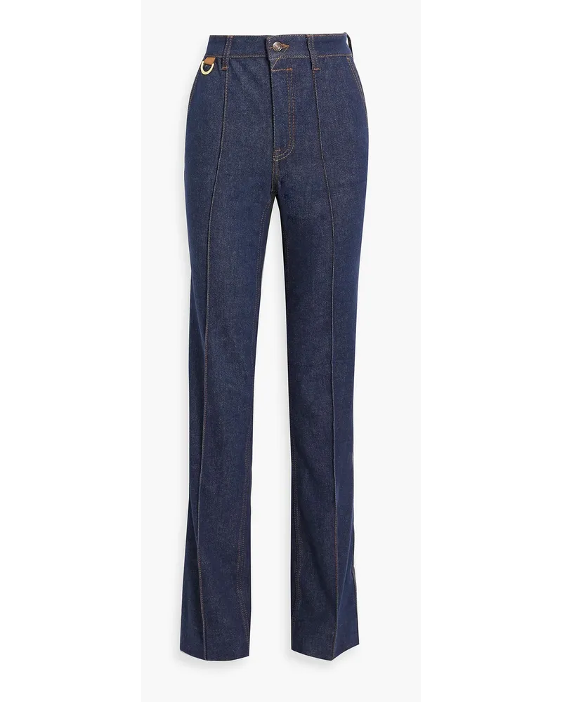 Zimmermann Embroidered high-rise straight-leg jeans - Blue Blue