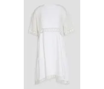 Gauze-paneled cotton-jersey dress - White