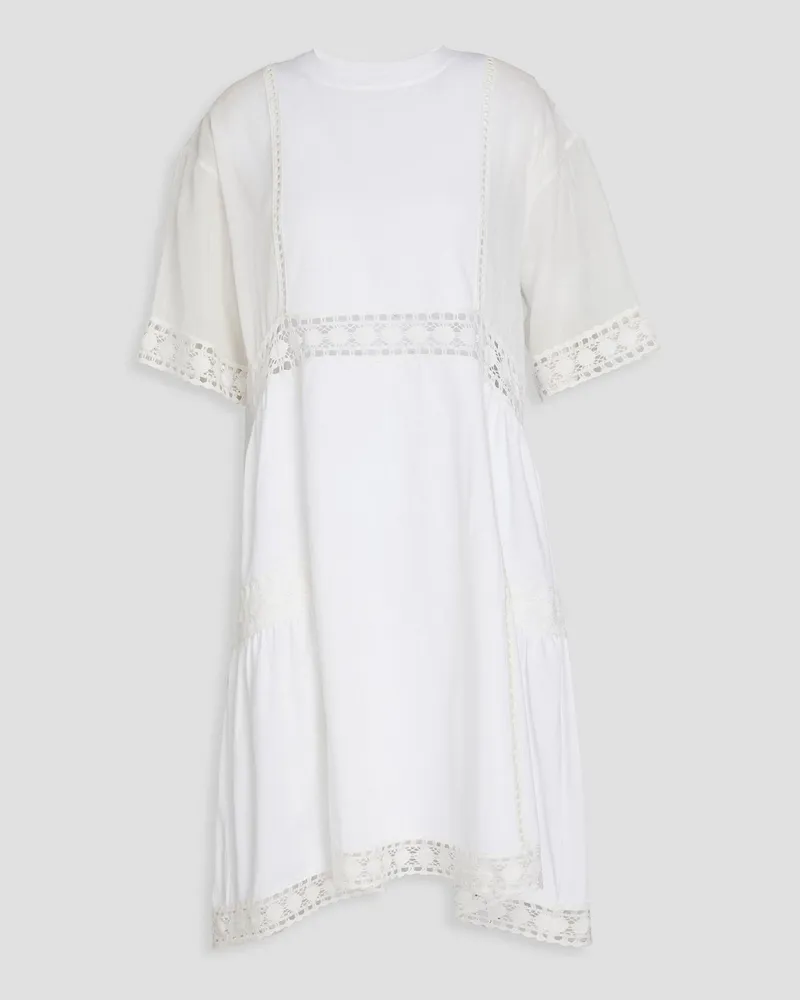 See by Chloé Gauze-paneled cotton-jersey dress - White White