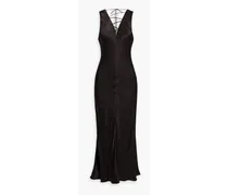 Lace-up satin-jacquard maxi dress - Black