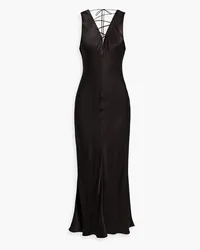 Frame Denim Lace-up satin-jacquard maxi dress - Black Black