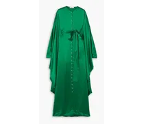 Belted button-embellished silk kaftan - Green