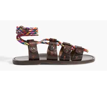Leather and cord sandals - Brown