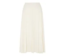 Pleated silk-georgette midi skirt - White