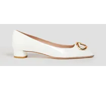 Anicia 25 embellished patent-leather pumps - White