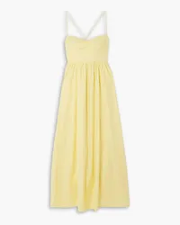 Reformation Dovie organic cotton-blend poplin midi dress - Yellow Yellow