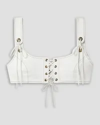 Monse Lace-up cotton-twill bralette - White White