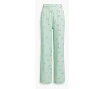 Floral-print satin pajama pants - Green